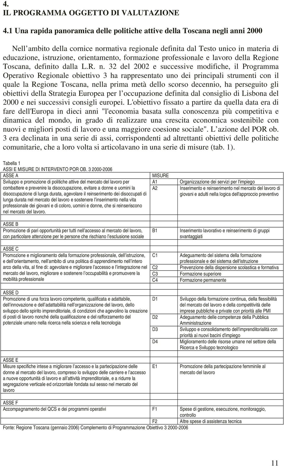 formazione professionale e lavoro della Regione Toscana, definito dalla L.R. n.