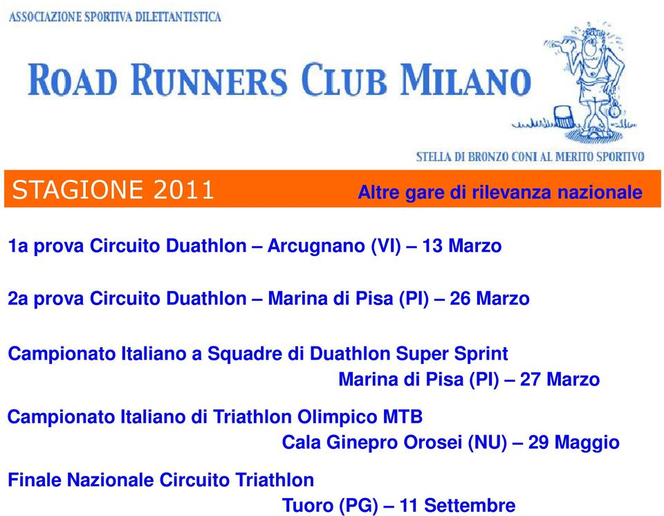 Duathlon Super Sprint Marina di Pisa (PI) 27 Marzo Campionato Italiano di Triathlon Olimpico