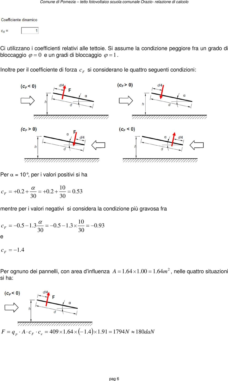 Inoltre per il coefficiente di forza c si considerano le quattro seguenti condizioni: Per = 10, per i valori positivi si ha c 10 0.2 0.