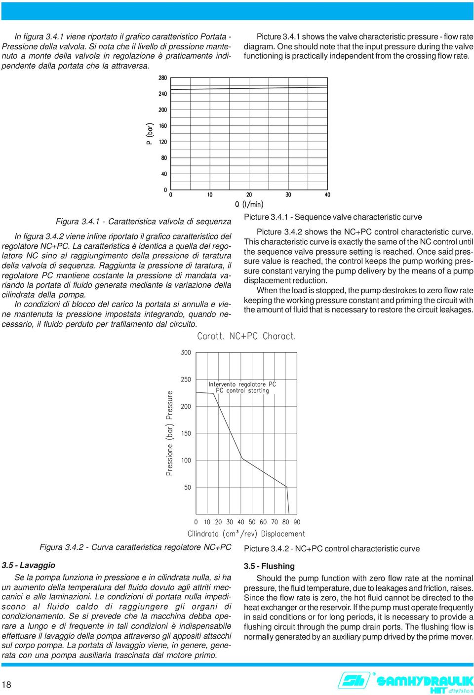 1 shows the valve characteristic pressure - flow rate diagram. One should note that the input pressure during the valve functioning is practically independent from the crossing flow rate. Figura 3.4.