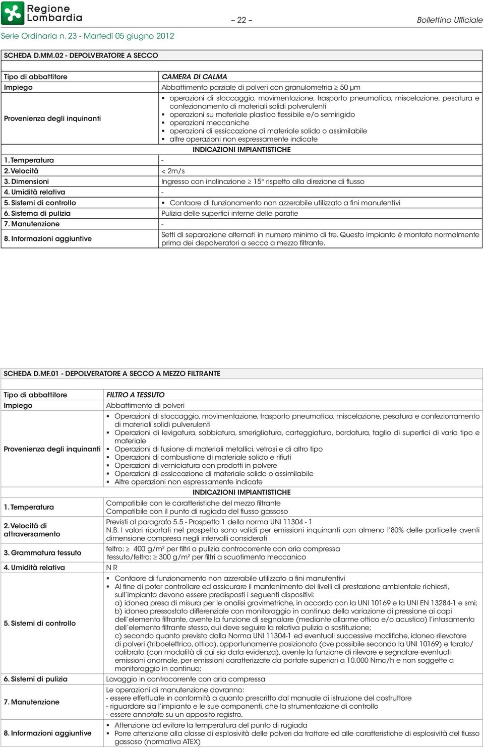 materiali solidi polverulenti operazioni su materiale plastico flessibile e/o semirigido operazioni meccaniche operazioni di essiccazione di materiale solido o assimilabile altre operazioni non