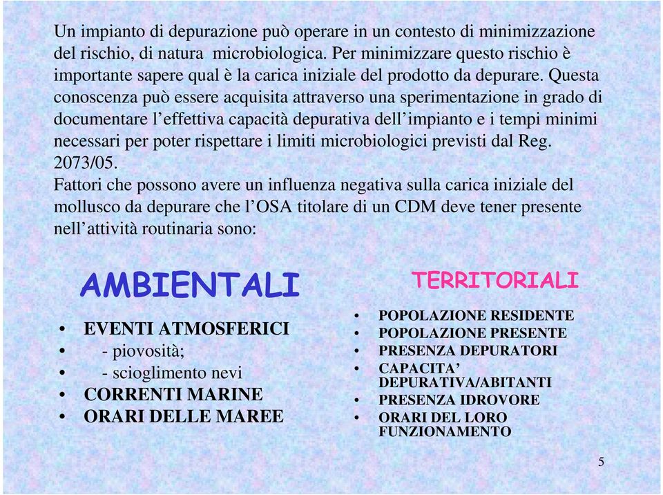 Questa conoscenza può essere acquisita attraverso una sperimentazione in grado di documentare l effettiva capacità depurativa dell impianto e i tempi minimi necessari per poter rispettare i limiti