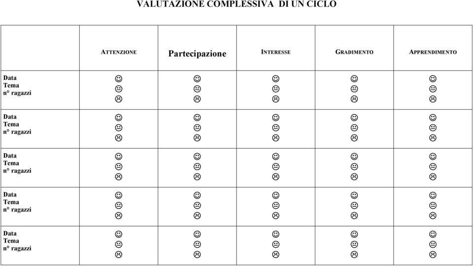 APPRENDIMENTO Data Tema n ragazzi Data Tema n