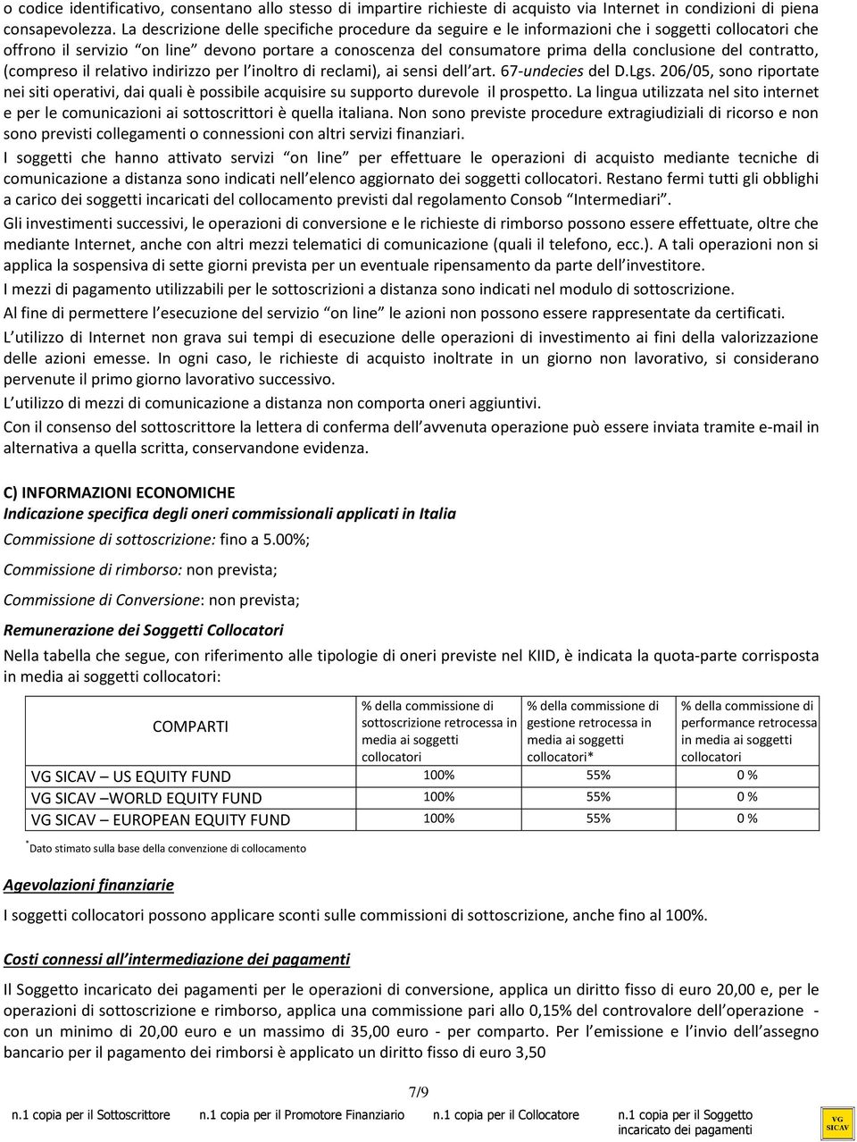 del contratto, (compreso il relativo indirizzo per l inoltro di reclami), ai sensi dell art. 67-undecies del D.Lgs.