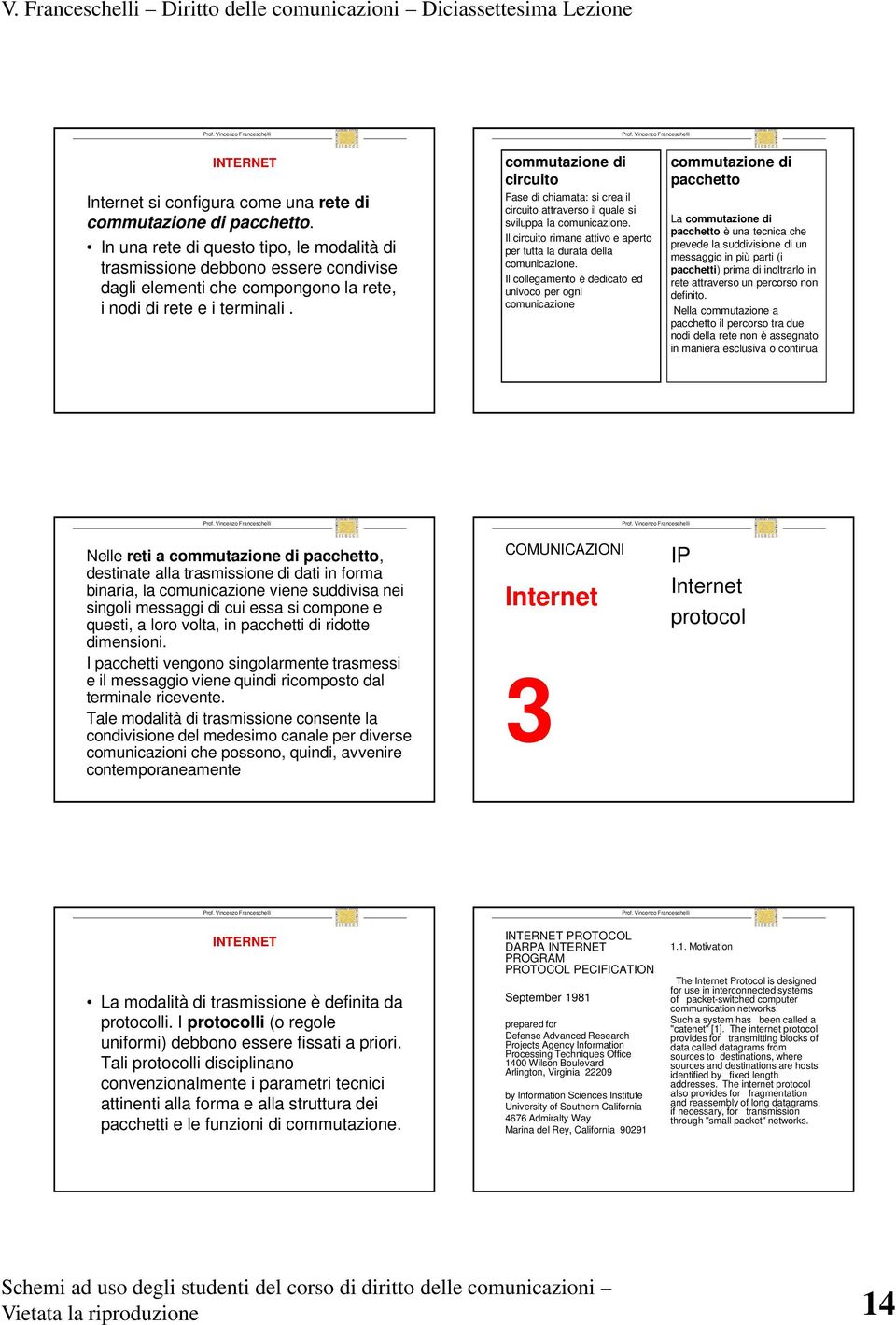 commutazione di circuito Fase di chiamata: si crea il circuito attraverso il quale si sviluppa la comunicazione. Il circuito rimane attivo e aperto per tutta la durata della comunicazione.