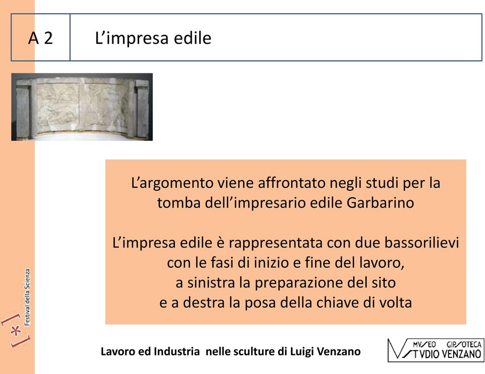 rappresentata con due bassorilievi con le fasi di inizio e fine del