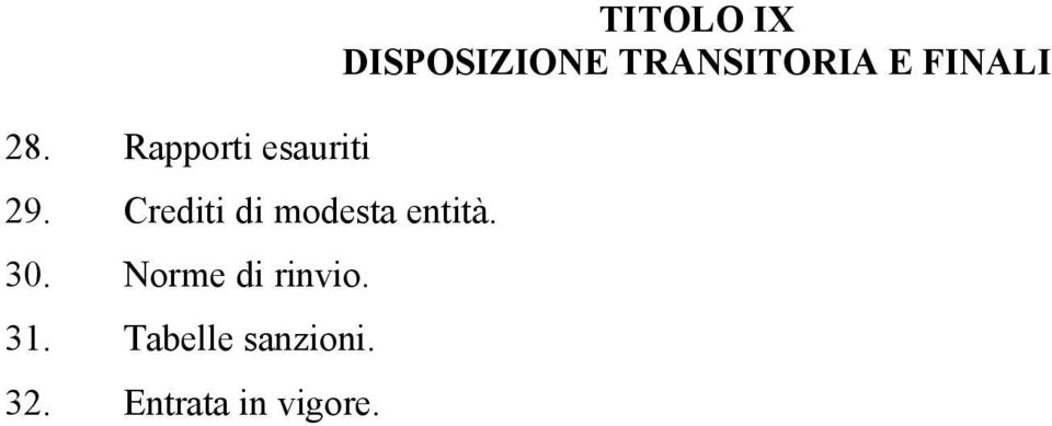 Norme di rinvio. 31. Tabelle sanzioni.