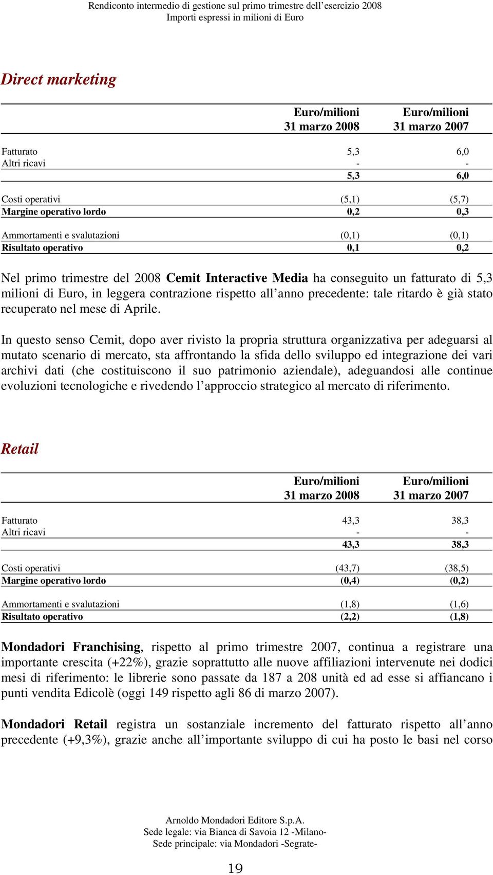 precedente: tale ritardo è già stato recuperato nel mese di Aprile.