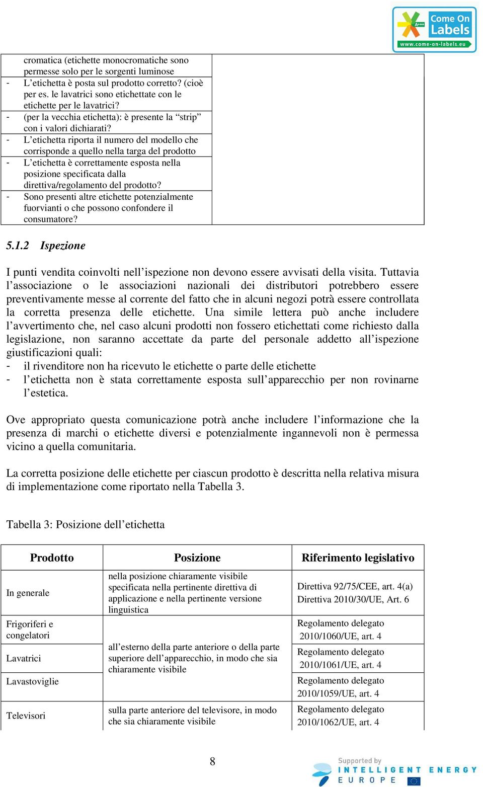 - L etichetta riporta il numero del modello che corrisponde a quello nella targa del prodotto - L etichetta è correttamente esposta nella posizione specificata dalla direttiva/regolamento del