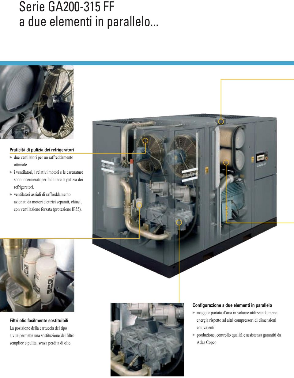 refrigeratori. ventilatori assiali di raffreddamento azionati da motori elettrici separati, chiusi, con ventilazione forzata (protezione IP55).