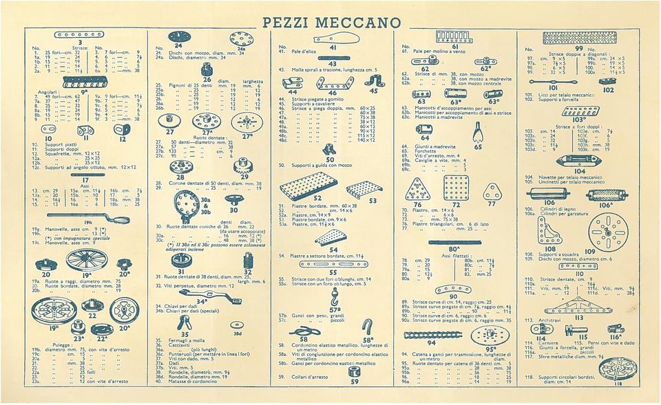 ,,,, x1 1c. Support ad angolo ottuso, mm. 1x1 13. cm. 9 ha.,, 0 14.,, 164 1.,, 13 17 Ass 1a. cm, 114 1b.,, 10 16.,, 9 16a.,, 6 I 9h 19g. Manovelle, asse cm. 9 (*) 19h.