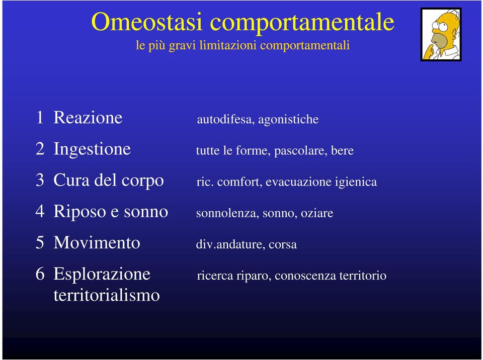 ric. comfort, evacuazione igienica 4 Riposo e sonno sonnolenza, sonno, oziare 5