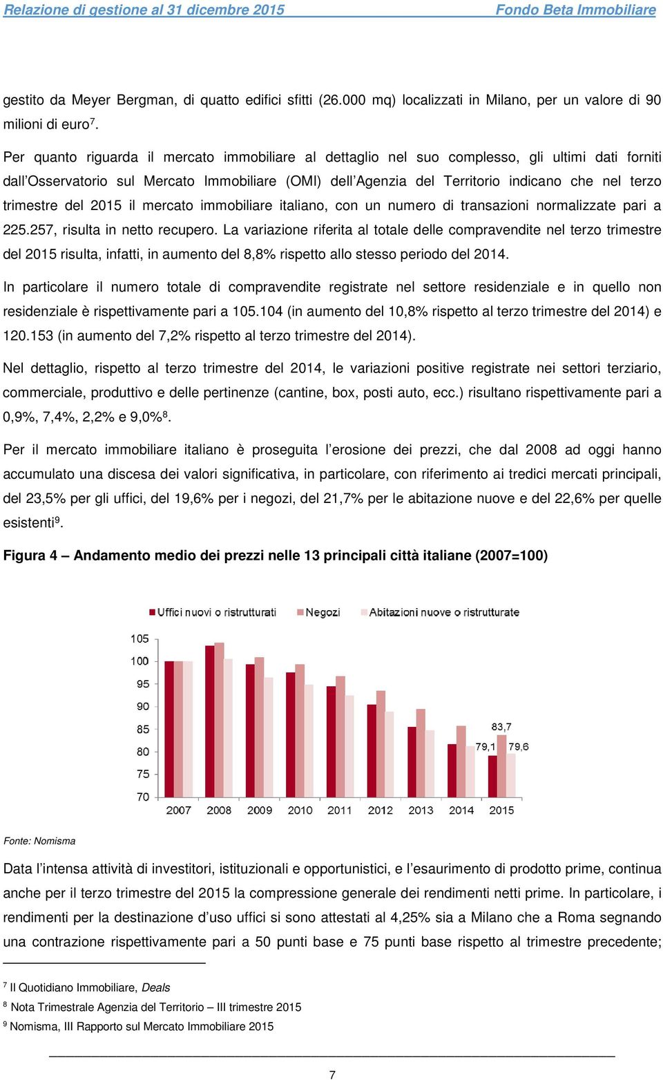 trimestre del 2015 il mercato immobiliare italiano, con un numero di transazioni normalizzate pari a 225.257, risulta in netto recupero.