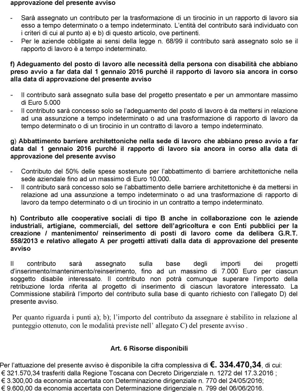 68/99 il contributo sarà assegnato solo se il rapporto di lavoro è a tempo indeterminato.