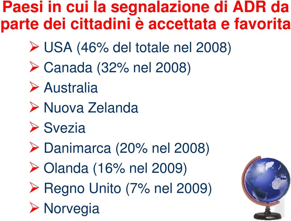 (32% nel 2008) Australia Nuova Zelanda Svezia Danimarca (20%
