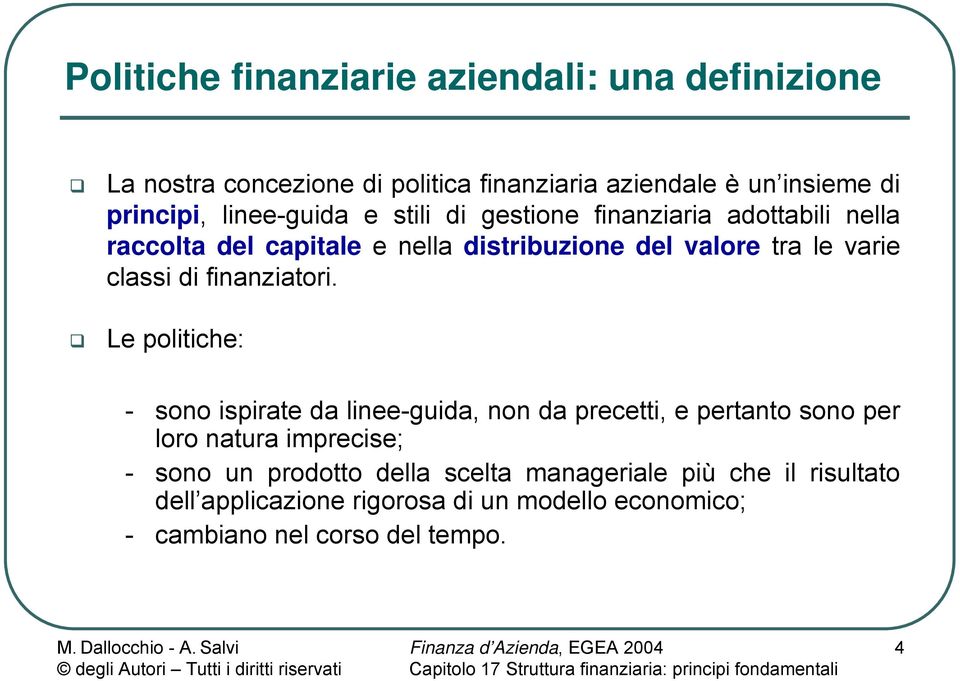 classi di finanziatori.