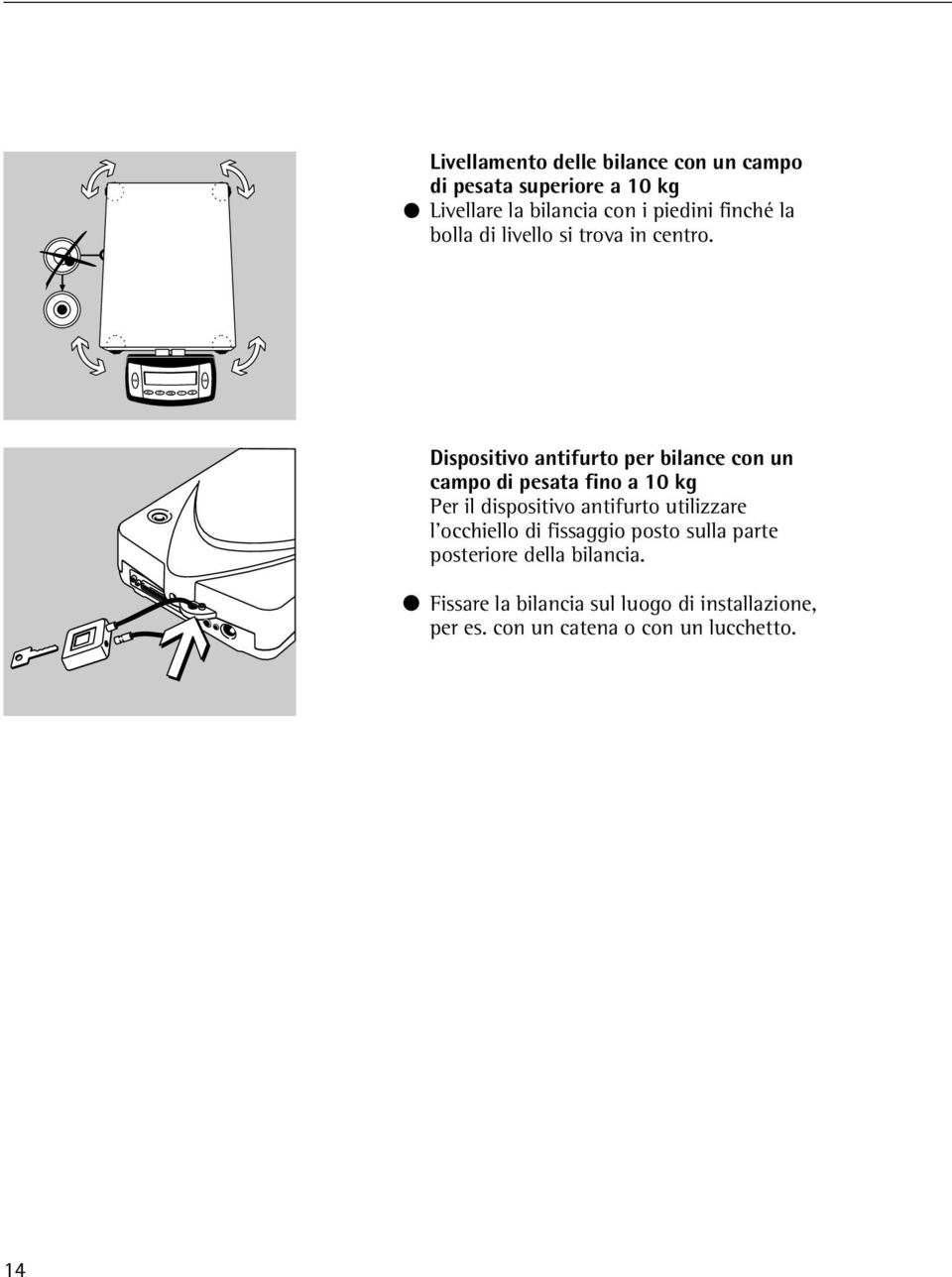 Dispositivo antifurto per bilance con un campo di pesata fino a 10 kg Per il dispositivo antifurto