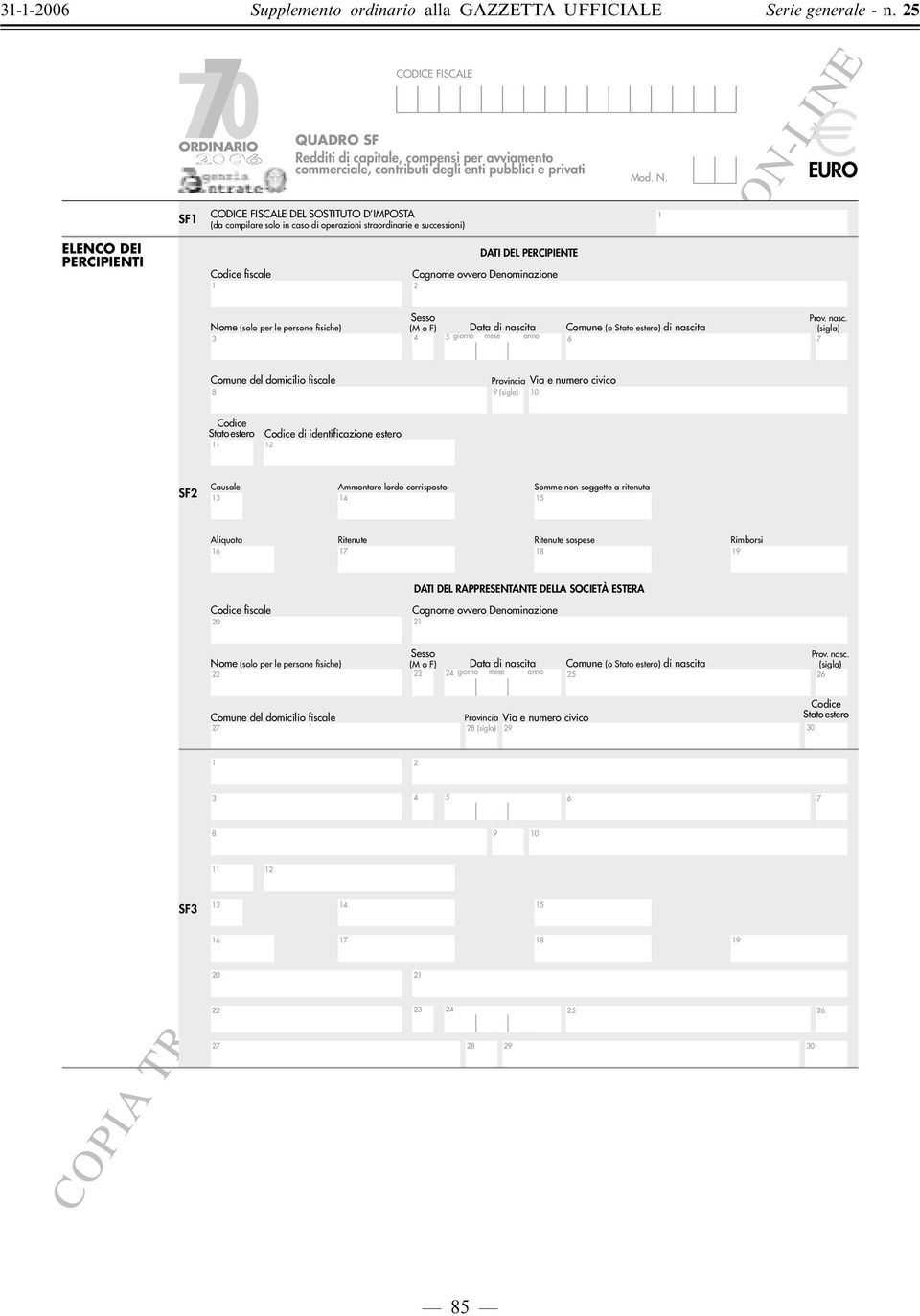 fisiche) Sesso (M o F) Data di nasci