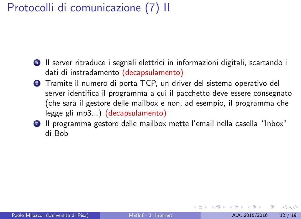 deve essere consegnato (che sarà il gestore delle mailbox e non, ad esempio, il programma che legge gli mp3.