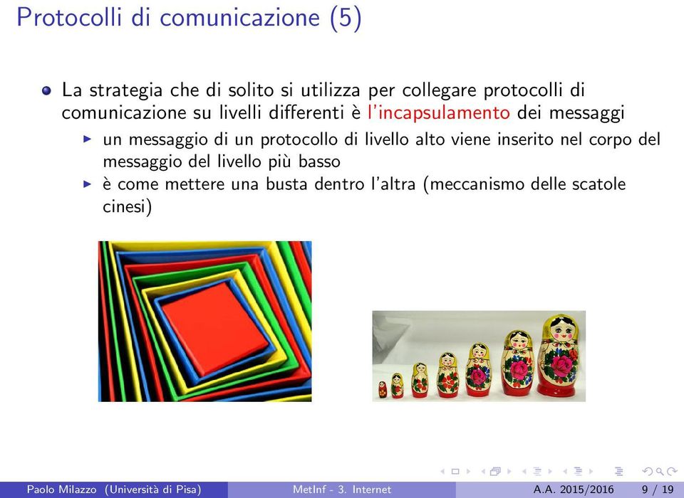 livello alto viene inserito nel corpo del messaggio del livello più basso è come mettere una busta dentro