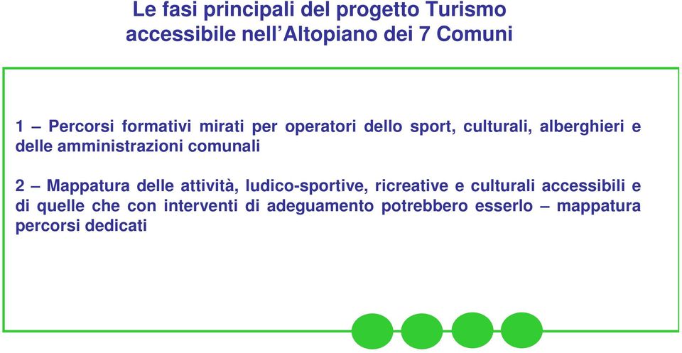 comunali 2 Mappatura delle attività, ludico-sportive, ricreative e culturali accessibili e