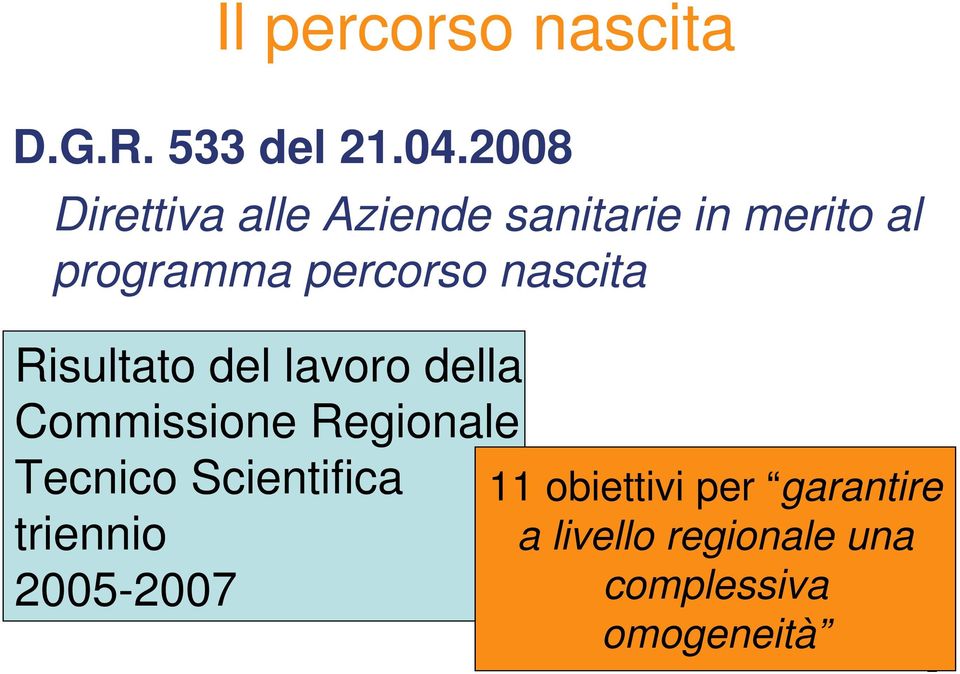 nascita Risultato del lavoro della Commissione Regionale Tecnico