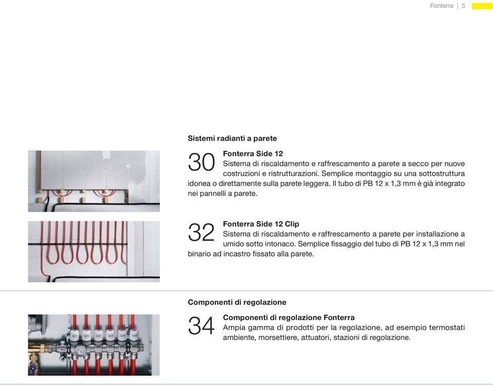32 Fonterra Side 12 Clip Sistema di riscaldamento e raffrescamento a parete per installazione a umido sotto intonaco.