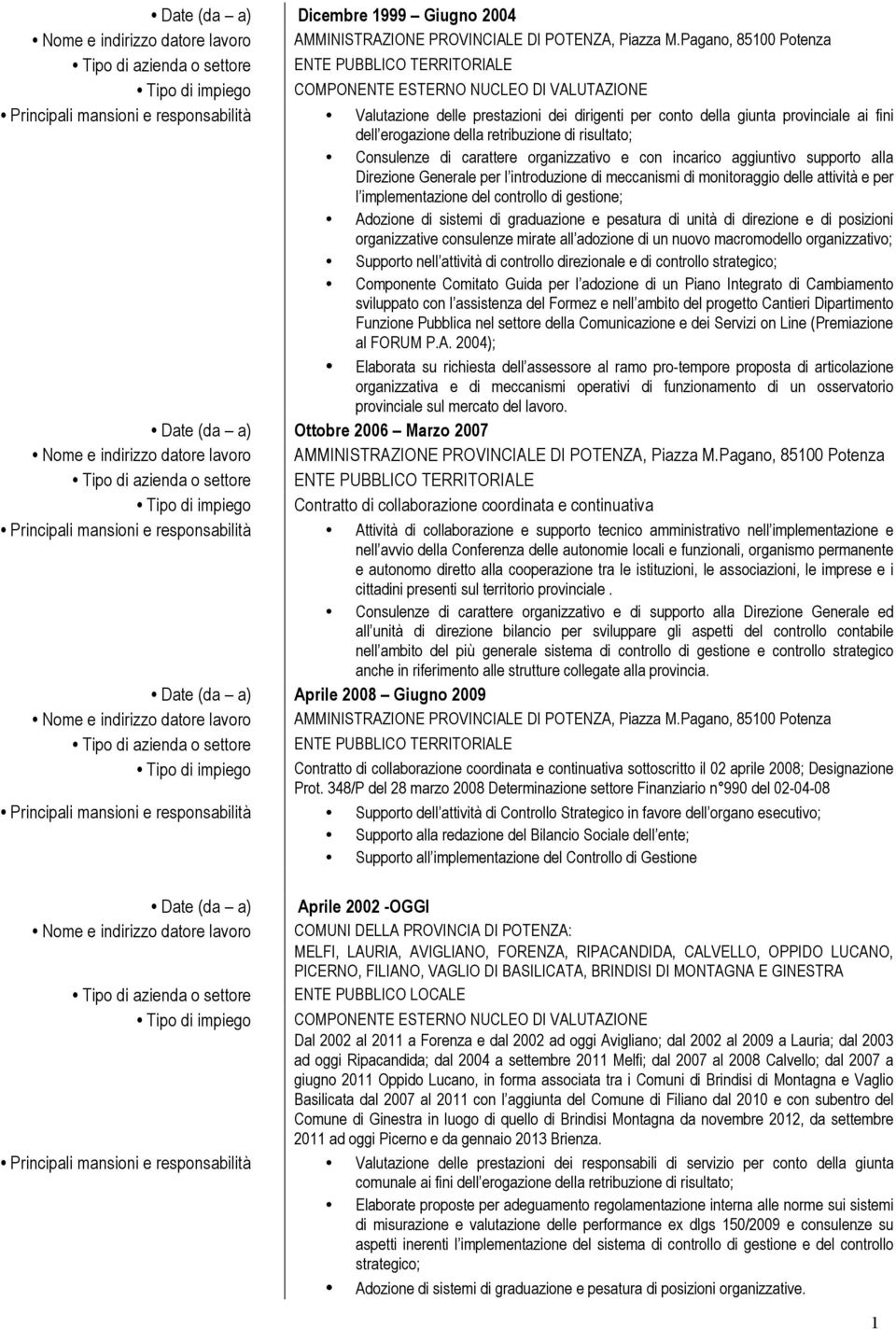 controllo di gestione; Adozione di sistemi di graduazione e pesatura di unità di direzione e di posizioni organizzative consulenze mirate all adozione di un nuovo macromodello organizzativo; Supporto