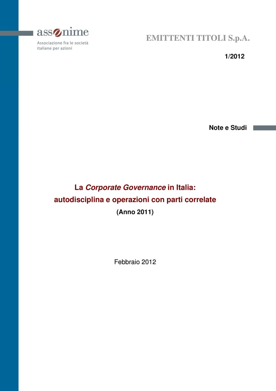 Governance in Italia: autodisciplina