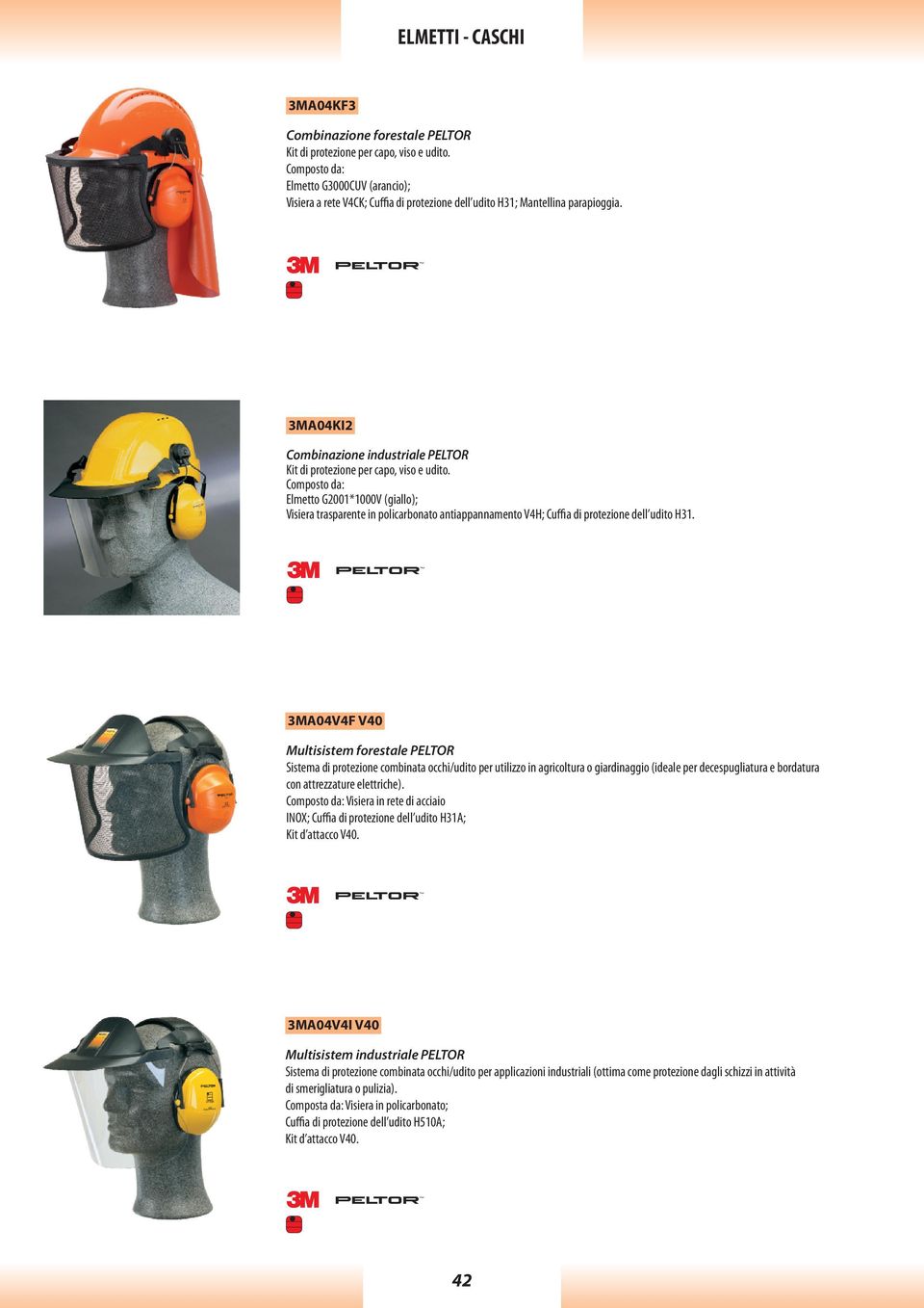3MA04KI2 Combinazione industriale PELTOR Kit di protezione per capo, viso e udito.