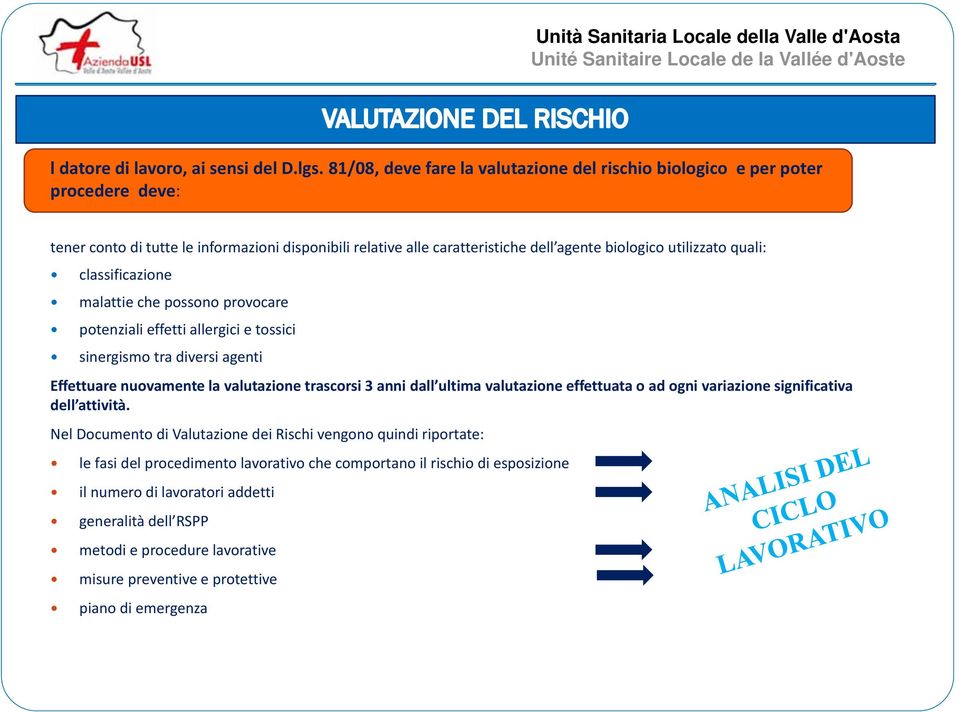 utilizzato quali: classificazione malattie che possono provocare potenziali effetti allergici e tossici sinergismo tra diversi agenti Effettuare nuovamente la valutazione trascorsi 3 anni dall