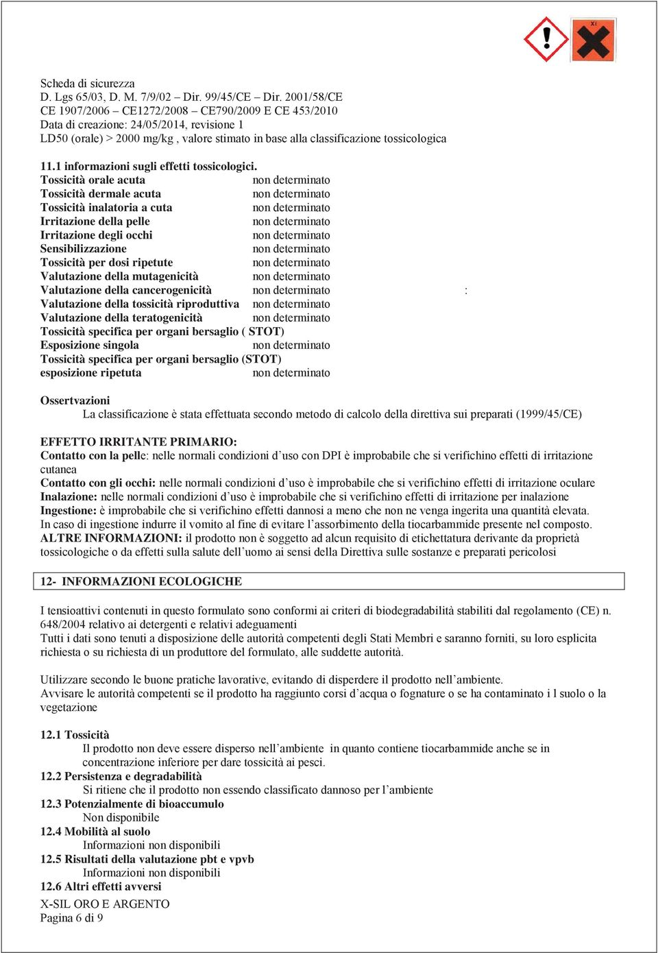 Valutazione della cancerogenicità Valutazione della tossicità riproduttiva Valutazione della teratogenicità Tossicità specifica per organi bersaglio ( STOT) Esposizione singola Tossicità specifica