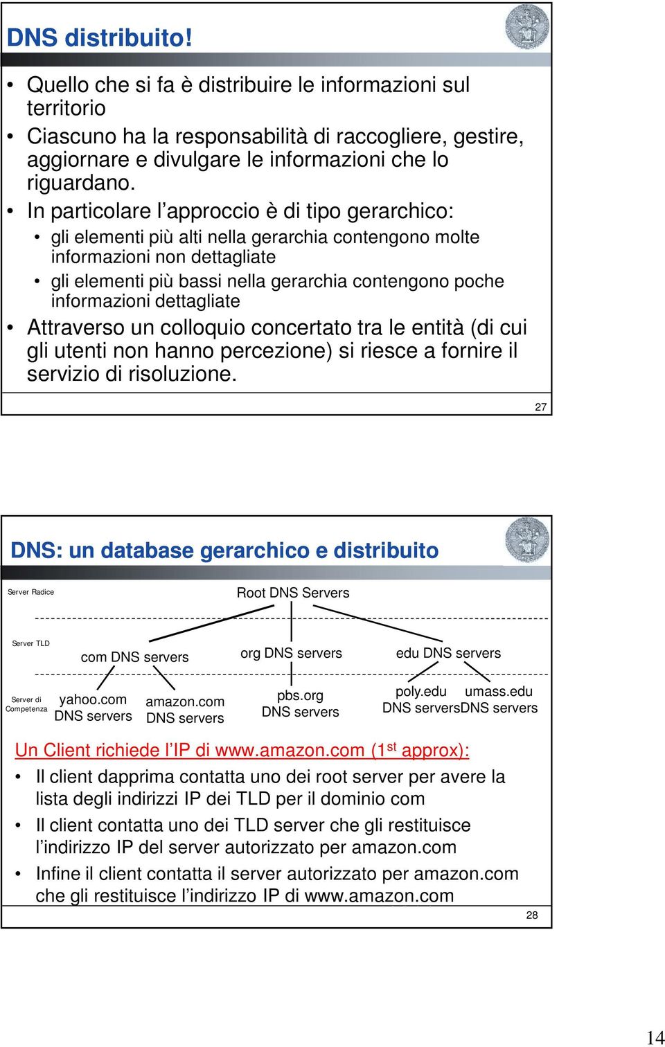 informazioni dettagliate Attraverso un colloquio concertato tra le entità (di cui gli utenti non hanno percezione) si riesce a fornire il servizio di risoluzione.