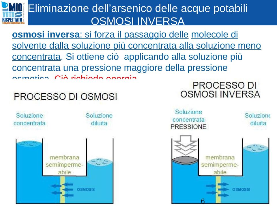 concentrata alla soluzione meno concentrata.