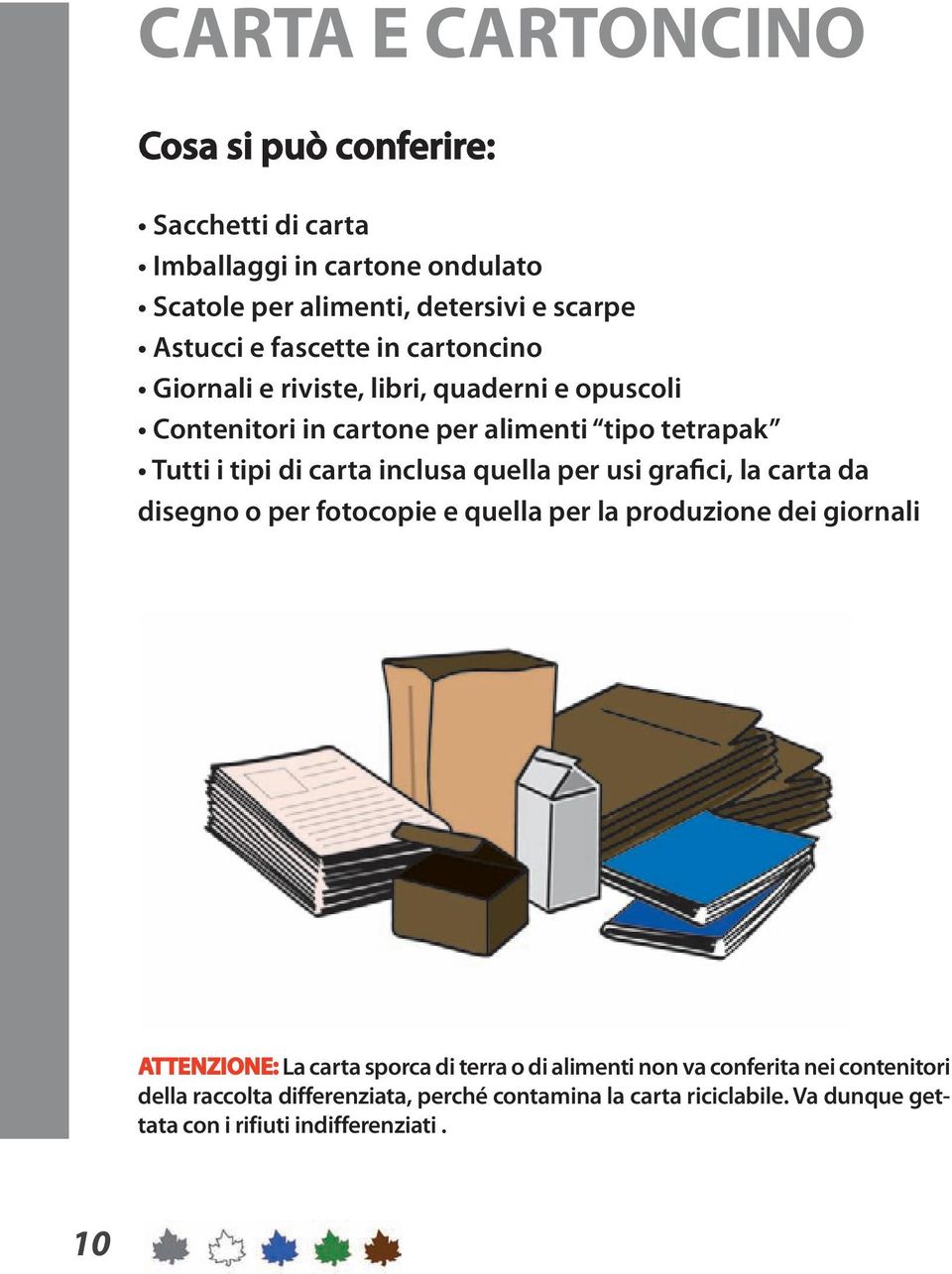 quella per usi grafici, la carta da disegno o per fotocopie e quella per la produzione dei giornali ATTENZIONE: La carta sporca di terra o di