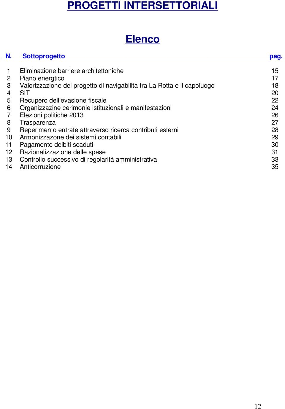 5 Recupero dell evasione fiscale 22 6 Organizzazine cerimonie istituzionali e manifestazioni 24 7 Elezioni politiche 2013 26 8 Trasparenza 27 9