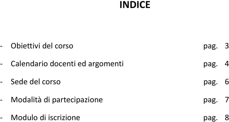 4 - Sede del corso pag.