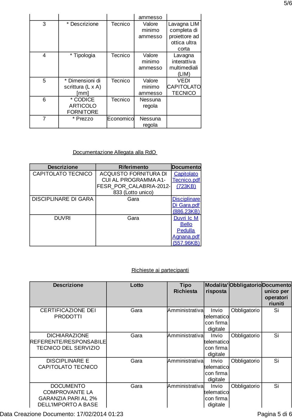 FESR_POR_CALABRIA-2012- Capitolato.pdf (723KB) 833 (Lotto unico) DISCIPLINARE DI GARA Gara Disciplinare Di Gara.pdf (886.23KB) DUVRI Gara Duvri Ic M Bello Pedulla Agnana.pdf (557.