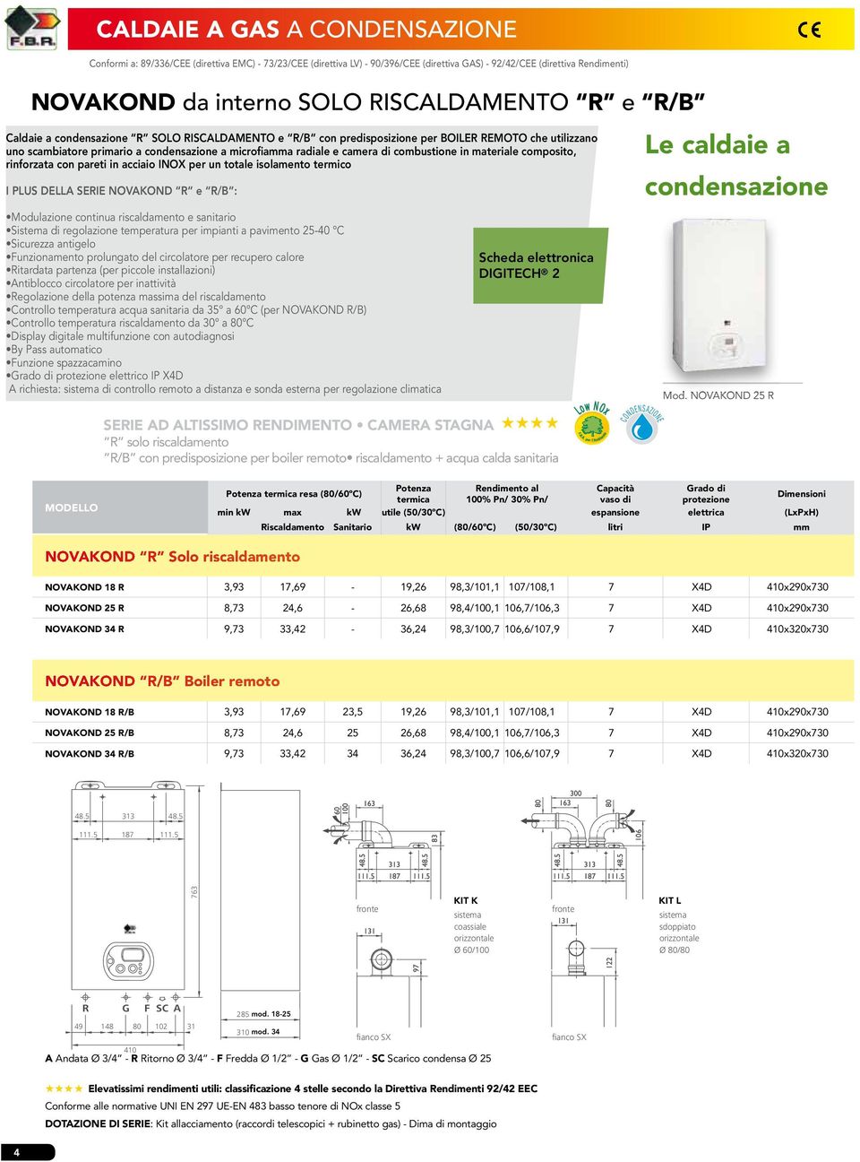 R/B : Scheda elettronica DIGITECH 2 R solo riscaldamento Le caldaie a condensazione Mod.