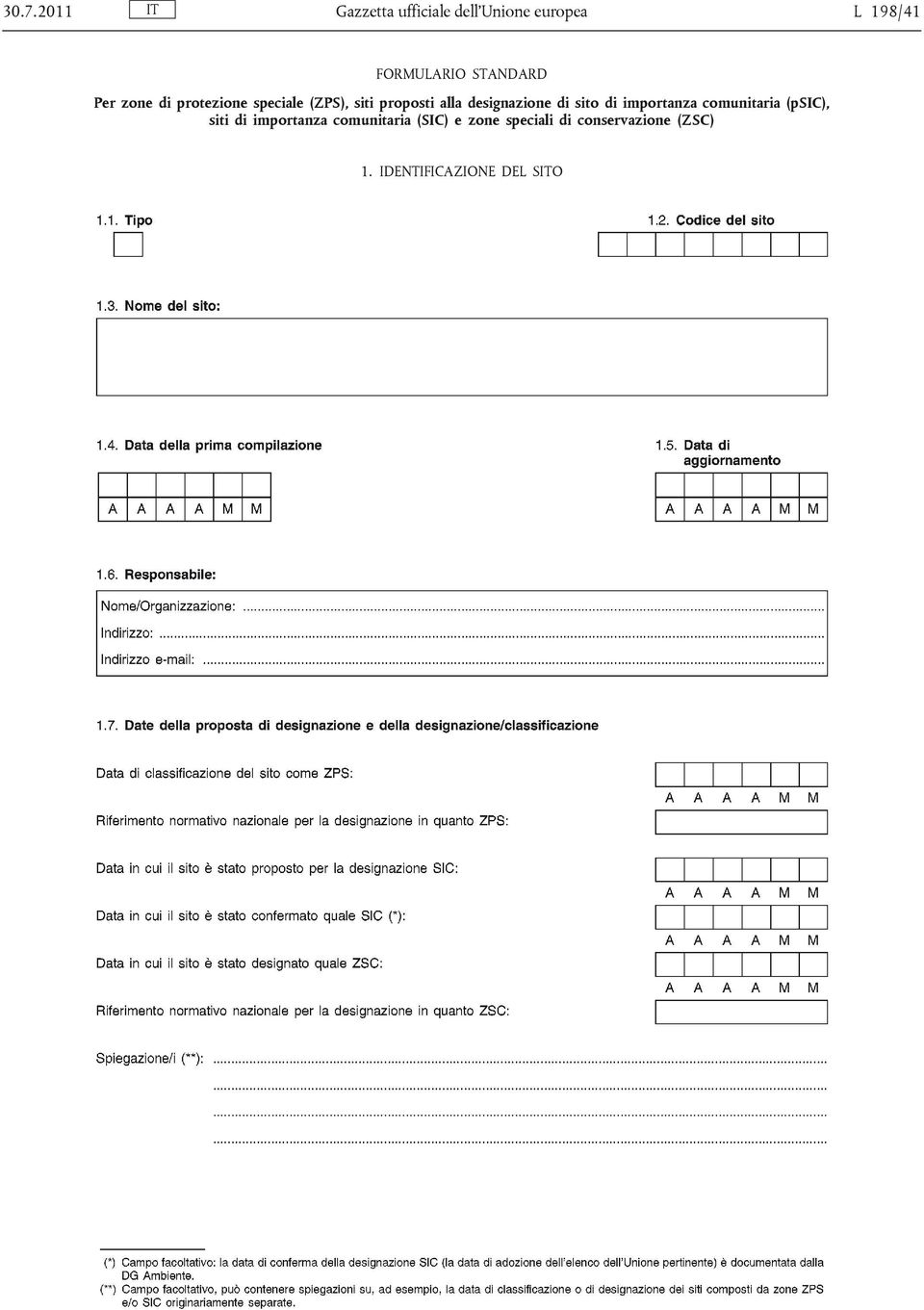 designazione di sito di importanza comunitaria (psic), siti di importanza