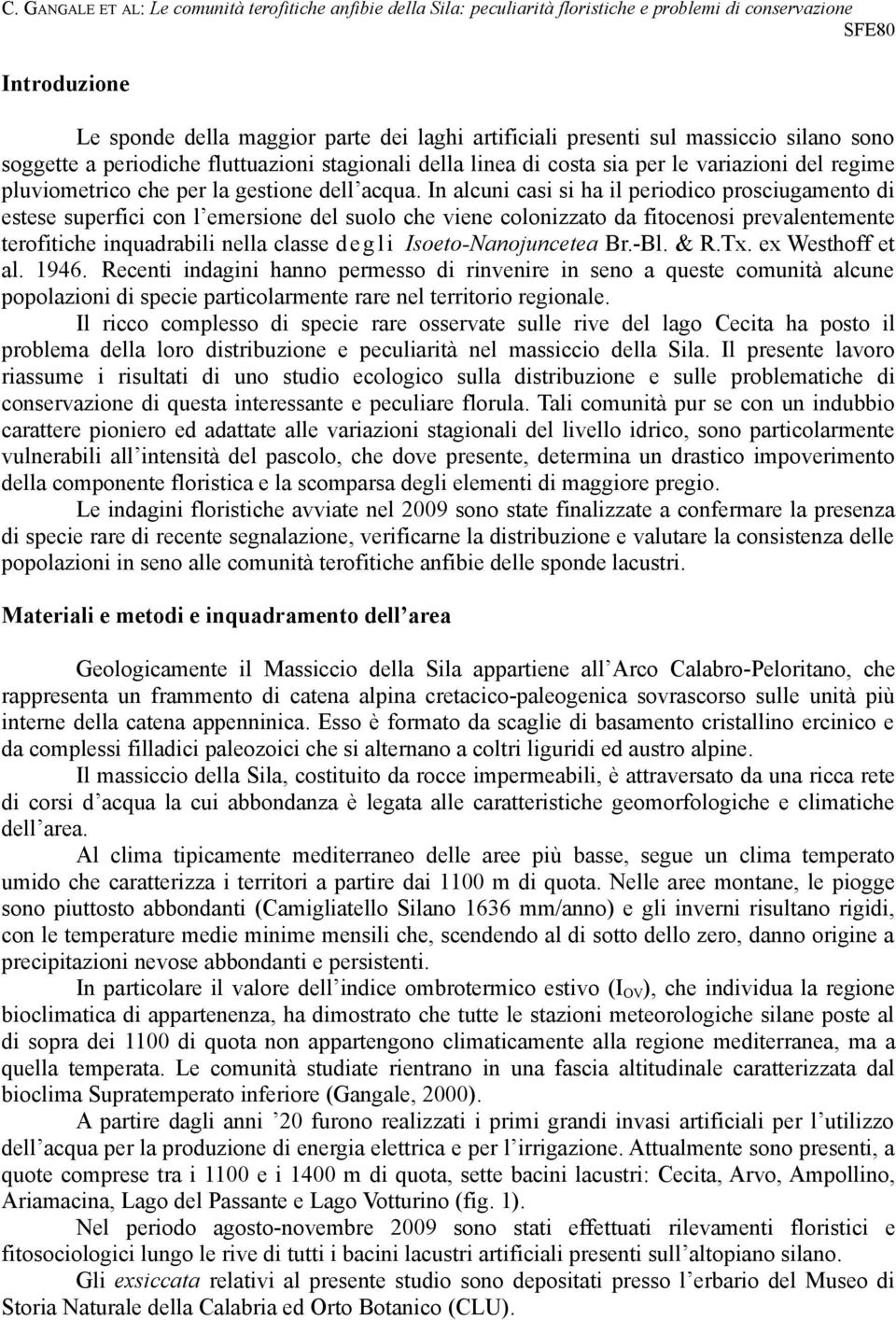 In alcuni casi si ha il periodico prosciugamento di estese superfici con l emersione del suolo che viene colonizzato da fitocenosi prevalentemente terofitiche inquadrabili nella classe degli