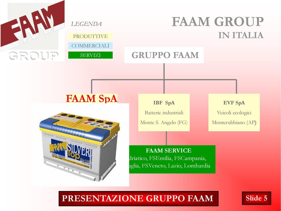 Angelo (FG) EVF SpA Veicoli ecologici Monterubbiano (AP) FAAM SERVICE FSAdriatico,