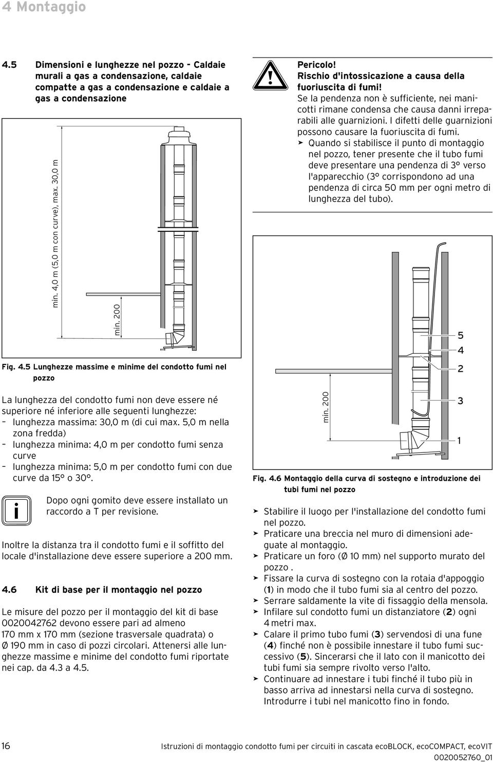 5 Lunghezze massime e minime del condotto fumi nel pozzo La lunghezza del condotto fumi non deve essere né superiore né inferiore alle seguenti lunghezze: lunghezza massima: 30,0 m (di cui max.