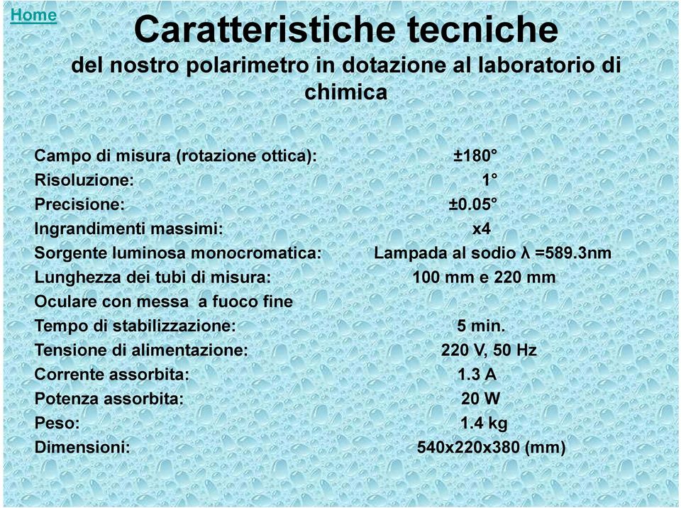 05 Ingrandimenti massimi: x4 Sorgente luminosa monocromatica: Lampada al sodio λ =589.