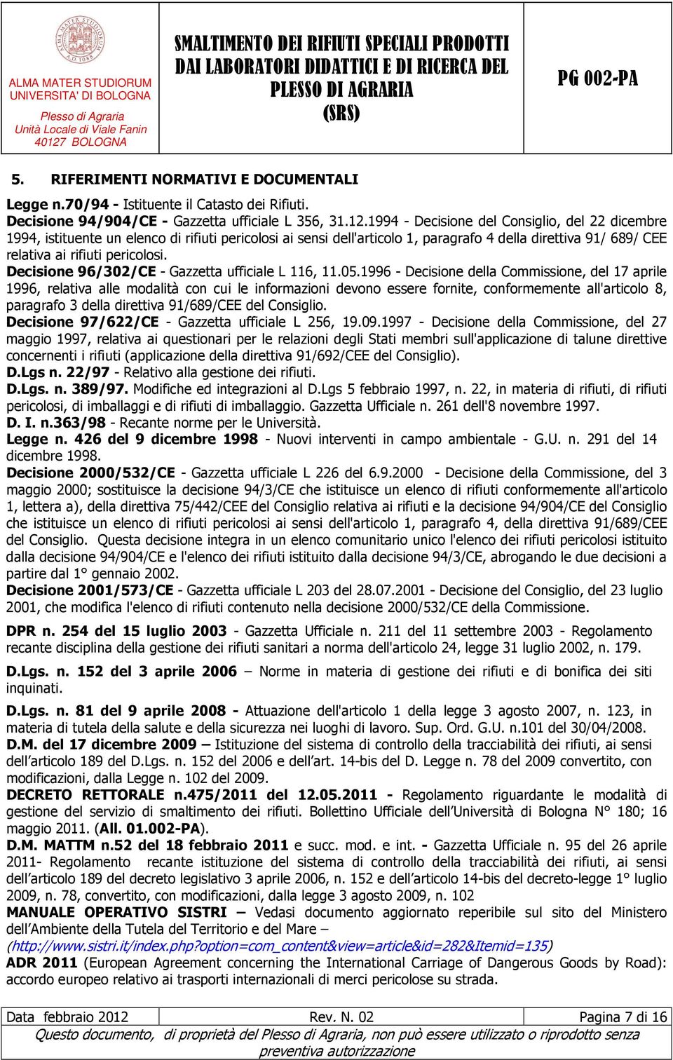 Decisione 96/302/CE - Gazzetta ufficiale L 116, 11.05.