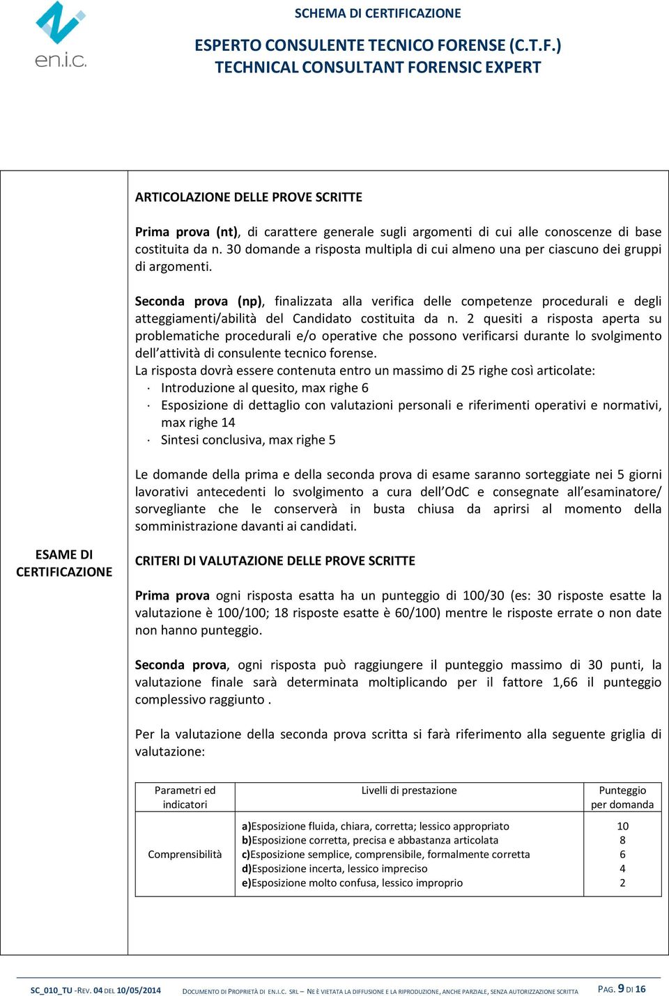 Seconda prova (np), finalizzata alla verifica delle competenze procedurali e degli atteggiamenti/abilità del Candidato costituita da n.