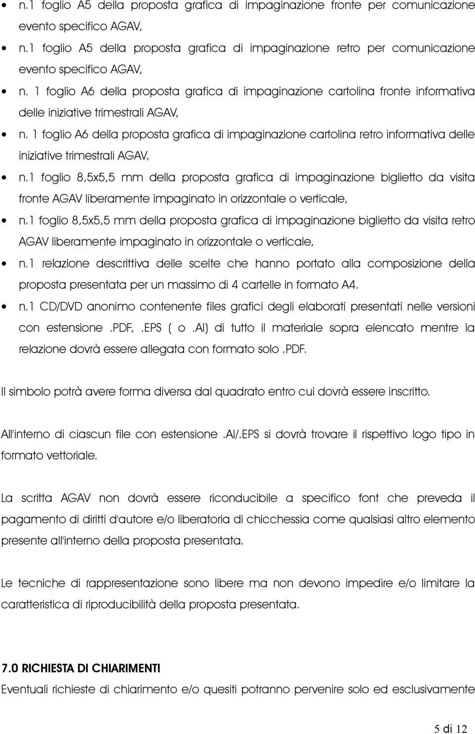 1 foglio A6 della proposta grafica di impaginazione cartolina fronte informativa delle iniziative trimestrali AGAV, n.