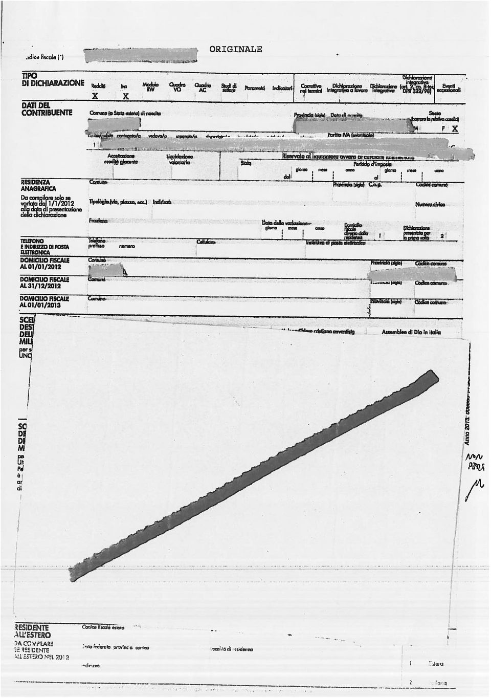 Pe M pe DE SC UNC pe MLL DELL SCE DES AL 01/01/013 DOMCLO FSCALE AL 31/1/01 DOMCUO FSCALE AL 01/01/01 DOMCUO FSCALE aerrronca E NDRZZO D PO5TA