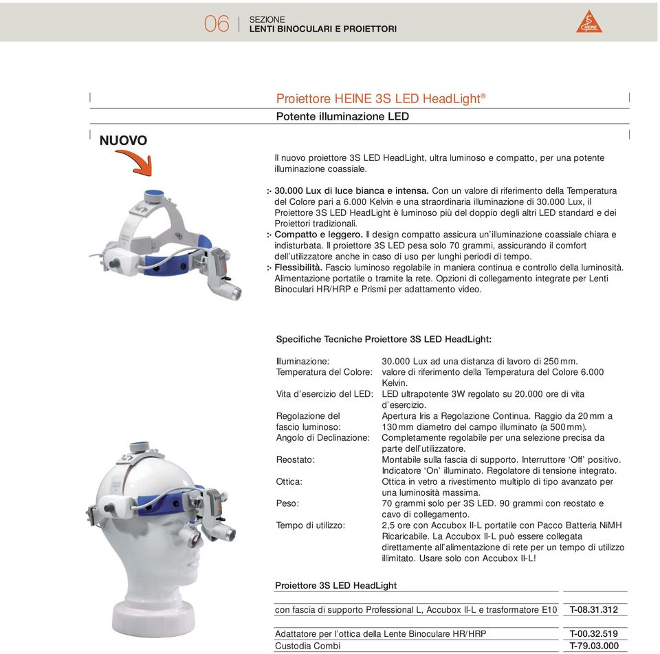 000 Lux, il Proiettore 3S LED HeadLight è luminoso più del doppio degli altri LED standard e dei Proiettori tradizionali. :- Compatto e leggero.