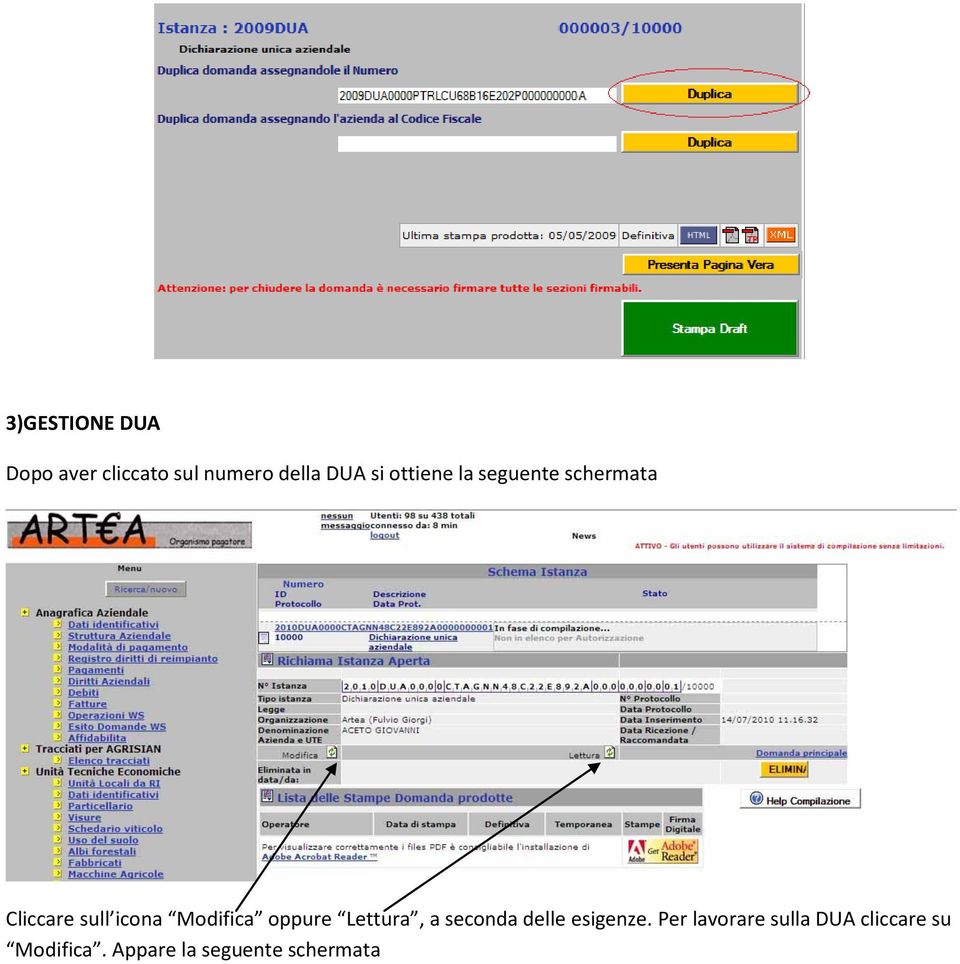 Modifica oppure Lettura, a seconda delle esigenze.